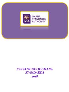 CATALOGUE OF GHANA STANDARDS 2018
