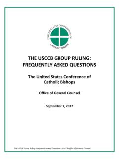 USCCB GROUP RULING – FREQUENTLY ASKED QUESTIONS