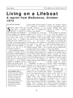 Fall 2001 T S C Living on a Lifeboat - Garrett Hardin