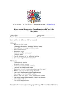 Speech and Language Developmental Checklist