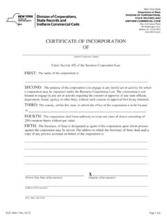 CERTIFICATE OF INCORPORATION OF - New York State ...