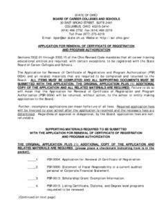 APPLICATION FOR RENEWAL OF CERTIFICATE OF ... - Ohio
