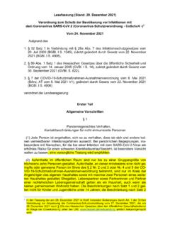 Lesefassung (Stand: 28. Dezember 2021) Verordnung zum ...