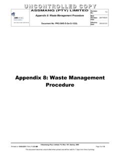 Appendix 8: Waste Management Procedure