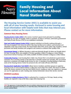 Family Housing and Local Information About Naval Station …