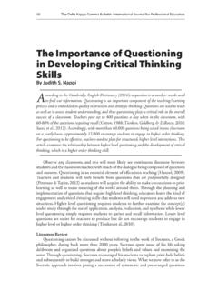The Importance of Questioning in Developing Critical ...