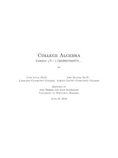 College Algebra - Department of Mathematics