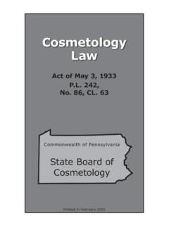 Cosmetology Law - Pennsylvania Department of State