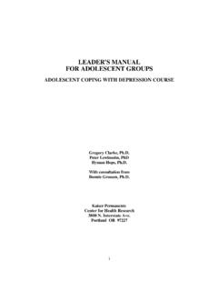 LEADER'S MANUAL FOR ADOLESCENT GROUPS