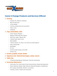 GAMEXCHANGE PRODUCTS AND SERVICES OFFERED