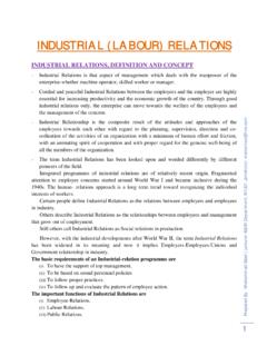 INDUSTRIAL (LABOUR) RELATIONS - Supply Chain …