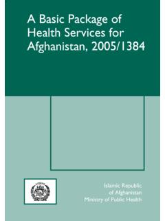 A Basic Package of Health Services for Afghanistan, …
