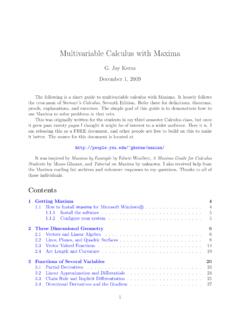 Multivariable Calculus with Maxima - G. Jay Kerns