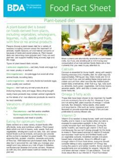 Plant-Based Diet Food Fact Sheet