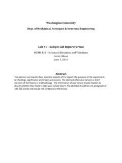 Lab #1 – Sample Lab Report Format