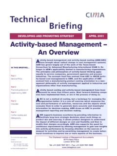 Activity-Based Management - An Overview (Technical …