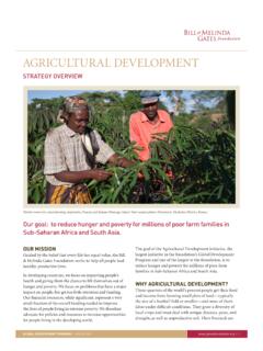 AGRICULTURAL DEVELOPMENT - Bill &amp; Melinda Gates …