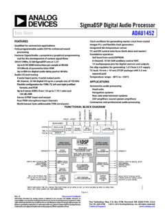 SigmaDSP Digital Audio Processor Data Sheet ADAU1452