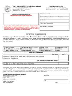 Report Forms for Unclaimed Property - North Dakota