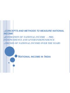 ESTIMATION OF NATIONAL INCOME - PRE- INDEPENDENCE …