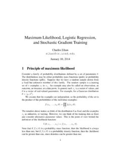 Maximum Likelihood, Logistic Regression, and Stochastic ...