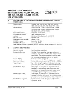 MATERIAL SAFETY DATA SHEET Stainless Steel (301, 302, 304 ...
