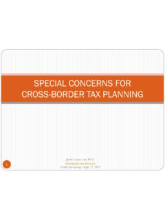 SPECIAL CONCERNS FOR CROSS-BORDER TAX PLANNING