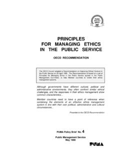 PRINCIPLES FOR MANAGING ETHICS IN THE PUBLIC SERVICE