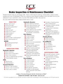 Brake Inspection checklist - UCX