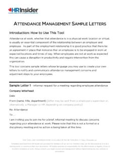ATTENDANCE MANAGEMENT SAMPLE LETTERS - …