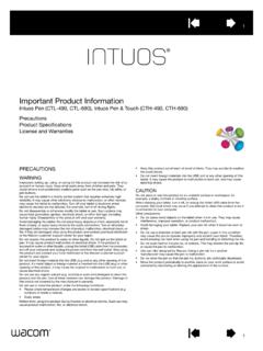 Important Product Information - Intuos