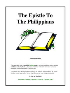The Epistle To The Philippians - Free sermon outlines and ...