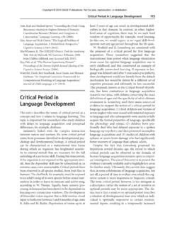 Critical Period in Language Development