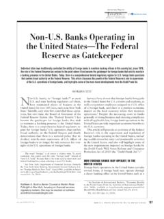 Non-U.S. Banks Operating in the United States—The …