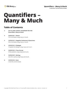 Quantifiers: Many &amp; Much – Grammar Practice Worksheets ...