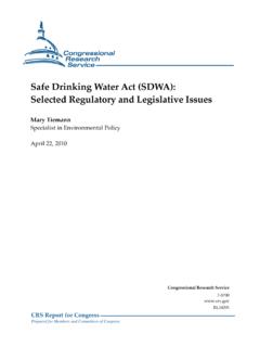 Safe Drinking Water Act (SDWA): Selected Regulatory and ...
