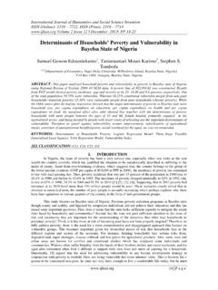 Determinants of Households’ Poverty and Vulnerability in ...