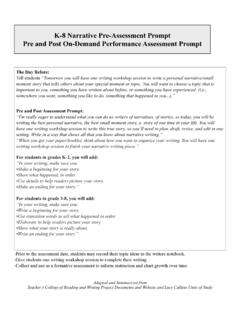 K-8 Narrative Pre-Assessment Prompt Pre and Post On …