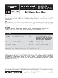 EC-11 Water-Based Epoxy - Westcoat Specialty Coating …