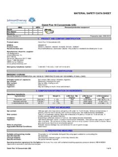 MATERIAL SAFETY DATA SHEET Oxivir Five 16 Concentrate …