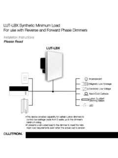 LUT-LBX Synthetic Minimum Load For use with Reverse and ...