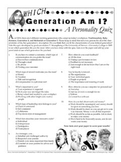 Generational Personality Quiz Handout