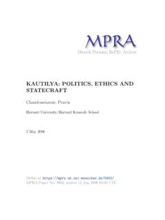 KAUTILYA: POLITICS, ETHICS AND STATECRAFT