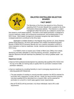 ENLISTED CENTRALIZED SELECTION BOARDS FACT SHEET