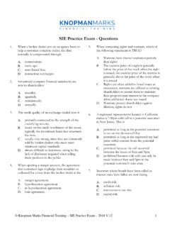 SIE Practice Exam - Questions - Knopman