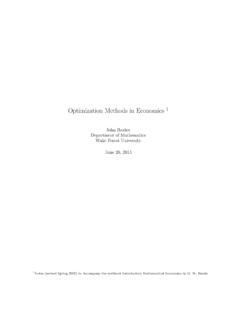 Optimization Methods in Economics 1 - WFU