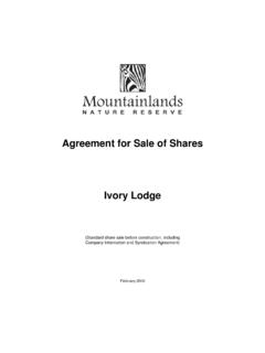ME - Agreement for Sale of Shares - Ivory Lodge …