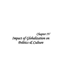 Chapter IV Impact of Globalization on Politics &amp; Culture
