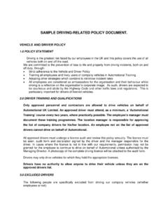 SAMPLE DRIVING-RELATED POLICY DOCUMENT. - …