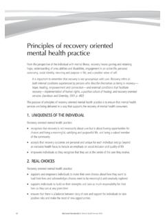 Principles of recovery oriented mental health …